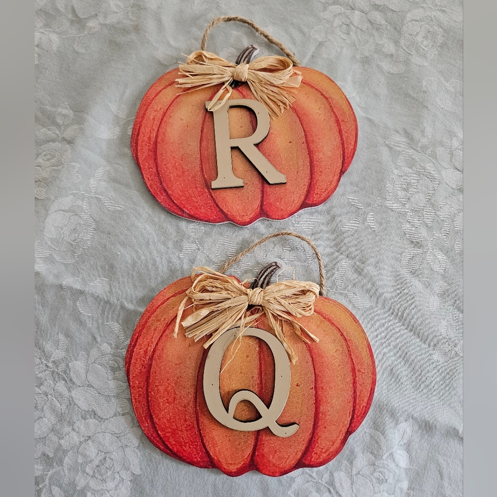 NEW Ashland Fall Pumpkin Wall Decor‎ 2 Pieces - Letters Q & R